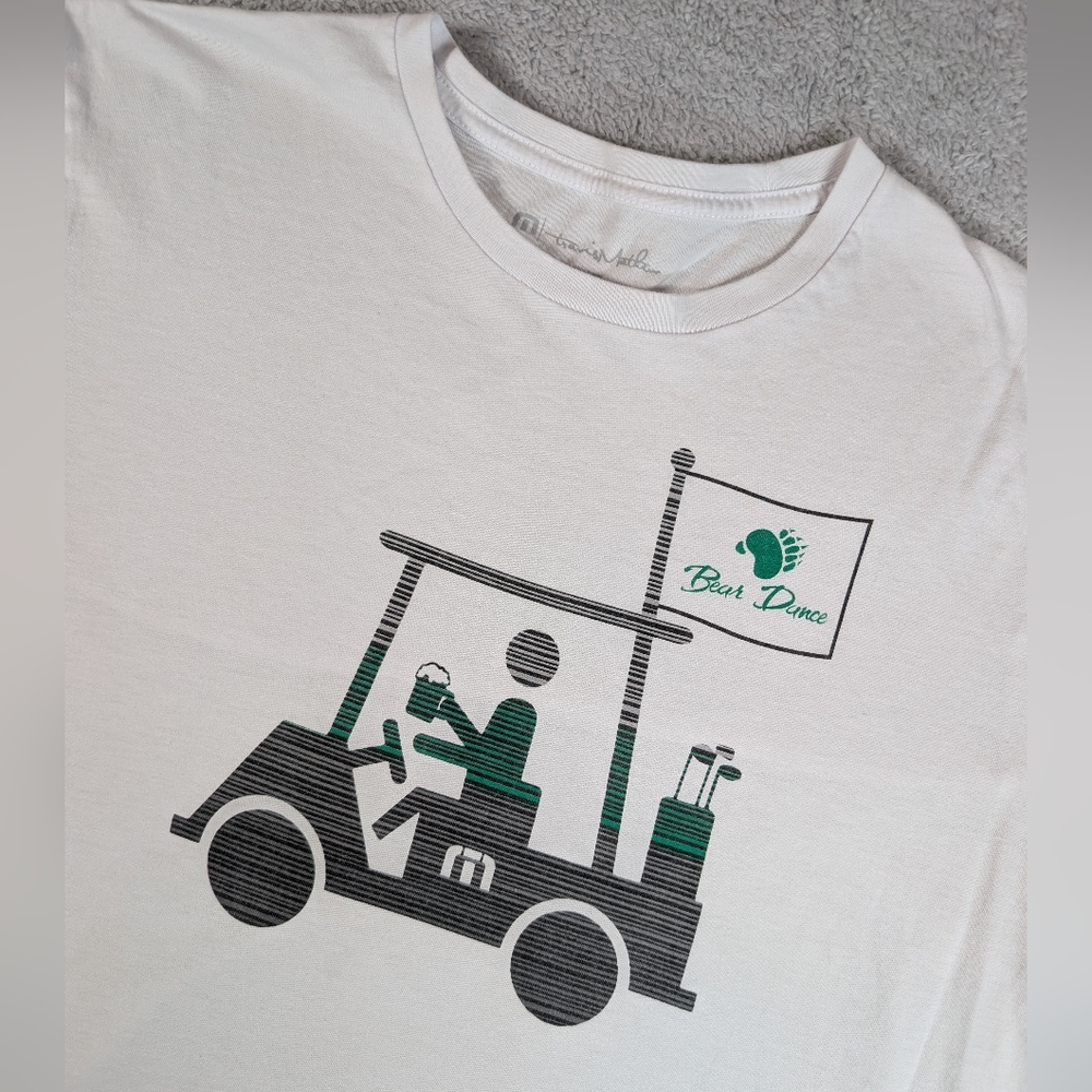 Travis Mathew Golf T Shirt Beer Funny Large Bear Dance GC Golf Cart White